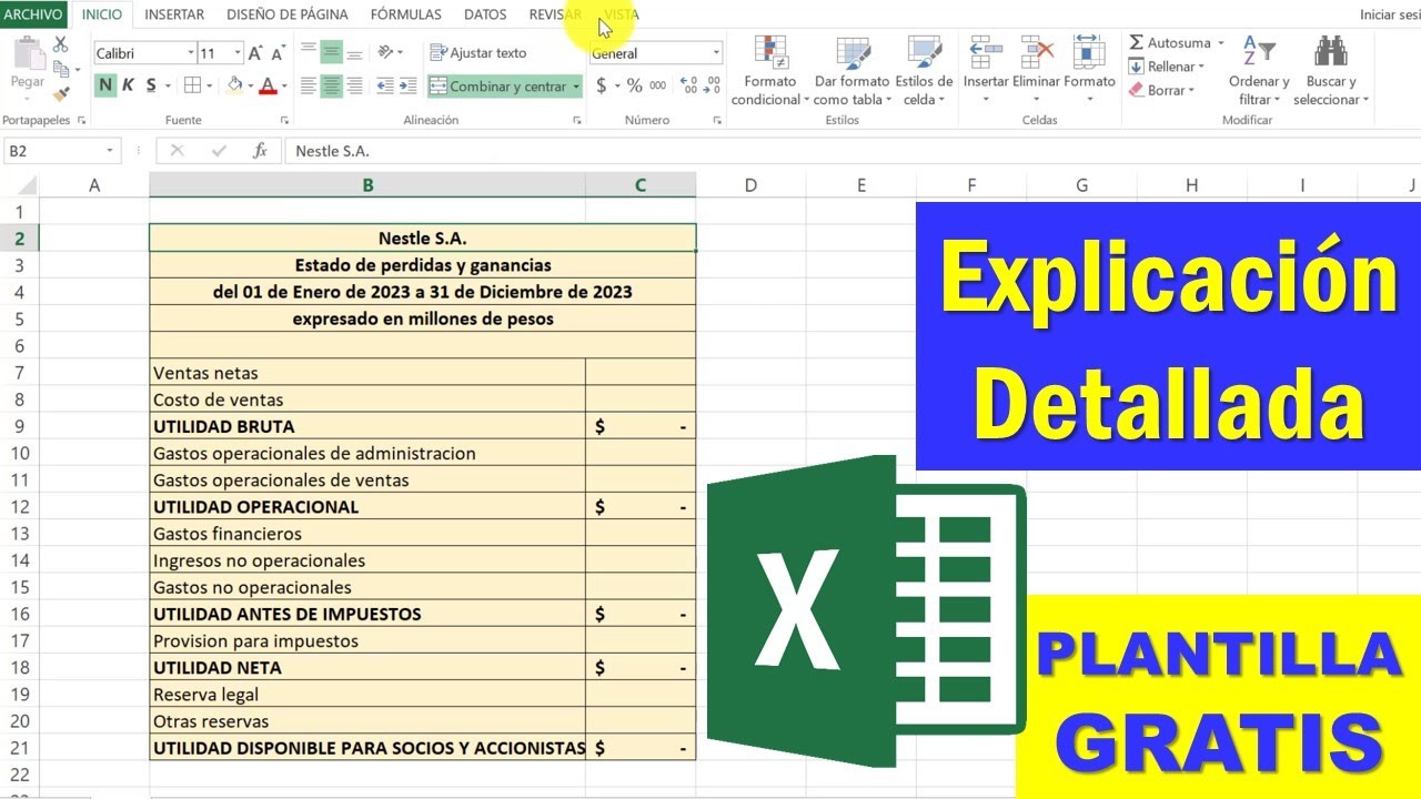 ESTADO DE PERDIDAS Y GANANCIAS en Excel (plantilla gratis)