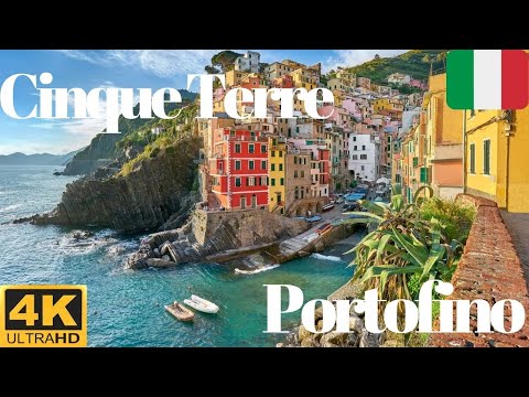 Cinque Terre, Portofino Italy Walking Tour 4K Ambient Sound, Top Places to Visit, with subtitles
