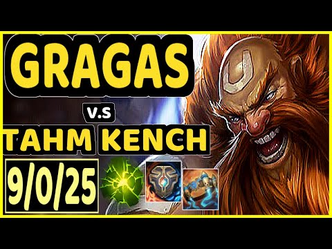 CARIOK (GRAGAS) vs TAHM KENCH - 9/0/25 KDA BOTTOM SUPPORT CHALLENGER GAMEPLAY - BR