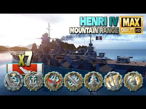 Cruiser Henri IV on map Mountain Range, MVP - World of Warships