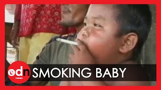 Indonesian baby smokes 40 cigarettes a day