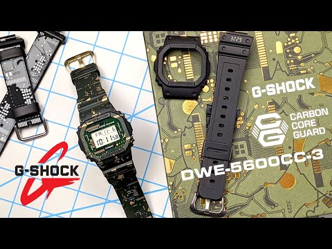 Casio G-Shock DWE-5600CC | A Carbon Core Guard square G-Shock with interchangeable bezels and bands!