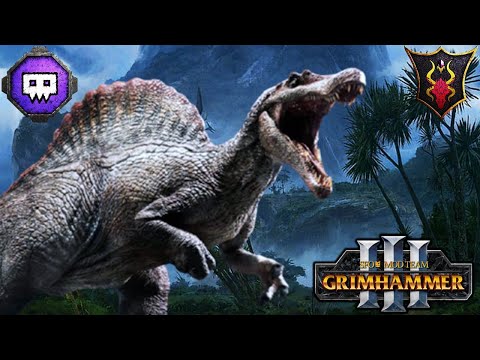 SPINOSAURUS ATTACK - SFO Grimhammer - Lizardmen vs. Dark Elves - Total War Warhammer 3