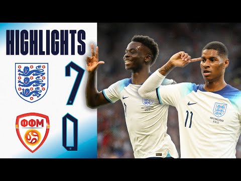 England 7-0 North Macedonia | Bukayo Saka Old Trafford Hat-Trick Hero | Highlights