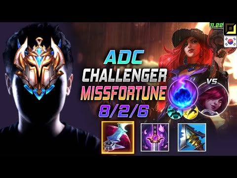 Challenger Miss Fortune ADC vs Xayah - 챌린저 원딜 미포 템트리 룬 월식 유성 ミス・フォーチュン Мисс Фортуна 赏金猎人 - KR 11.22