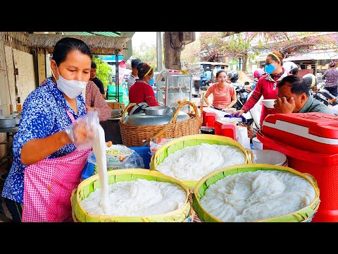 Cambodia Rice Noodle, Noodle Soup, Fried Noodles, Yellow Pancake, Spring Roll - Best Street Food