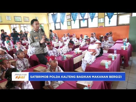 SATBRIMOB POLDA KALTENG BAGIKAN MAKANAN BERGIZI KE SISWA SD