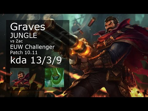 Graves vs Zac Jungle - EUW Challenger 13/3/9 Patch 10.11 Gameplay