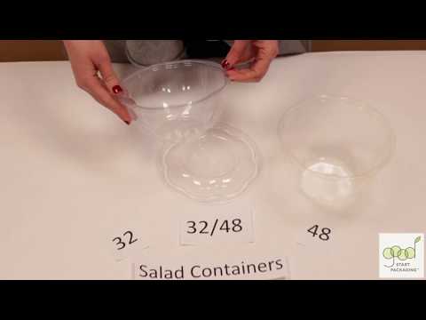 Compostable Plastic Salad Bowls & Lids Demo