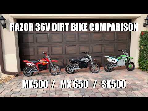 Razor Dirt Bike Comparison MX500  MX650  SX500
