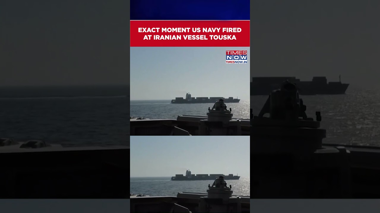 US Military Video Shows Navy Destroyer Firing On Iranian-Flagged Cargo Vessel Touska #shorts