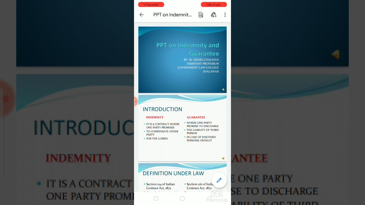 PPT on comparison between indemnity and Guarantee Part 1