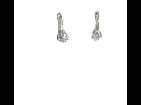 Sterling Silver Rhodium-plated Swiss BT/White Topaz Circle Hinged Earrings