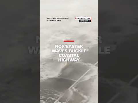 Nor'easter waves buckle coastal highway