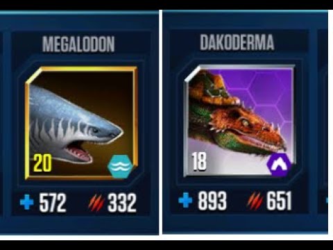 MEGALODON BATTLE DAKODERMA II Jurassic World The Game II Dinosaurs Game