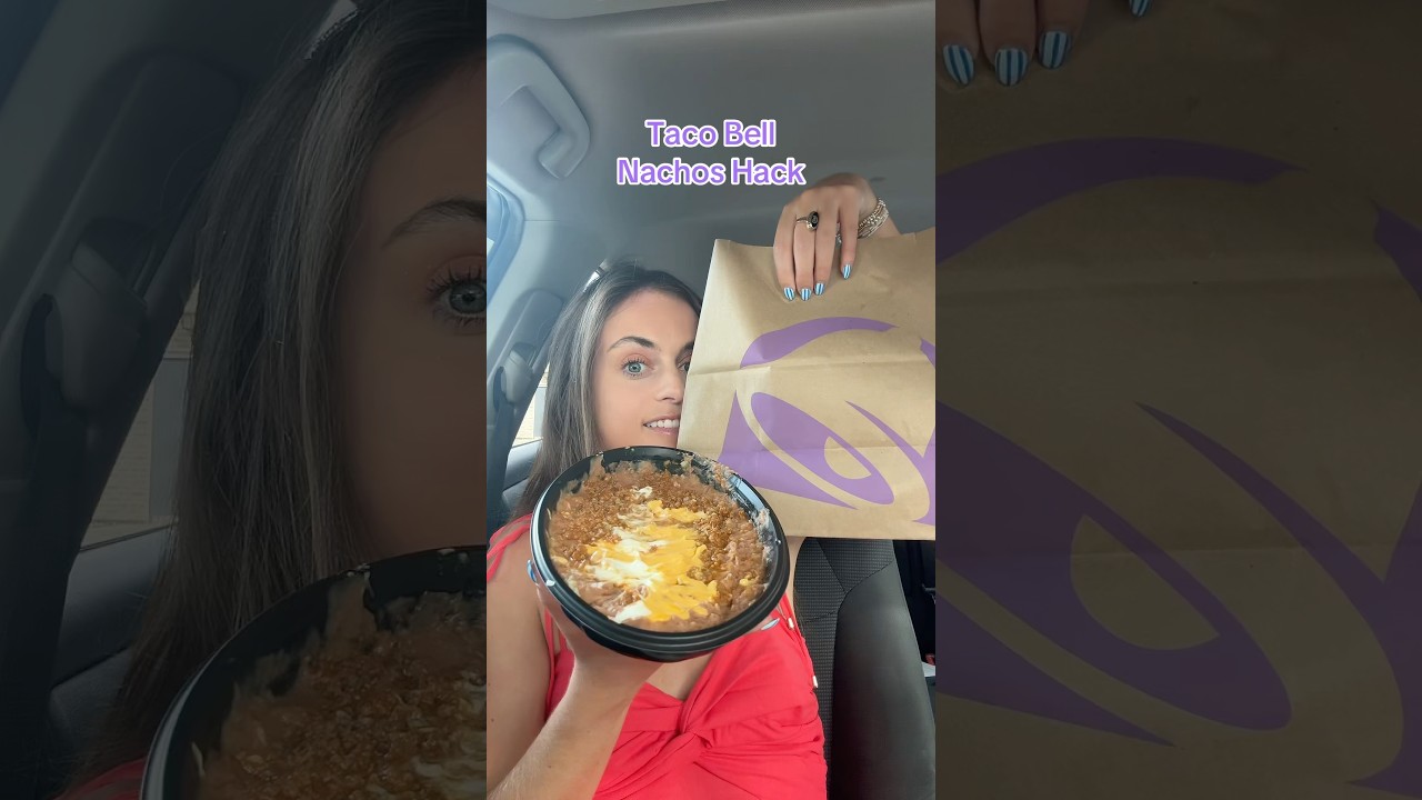 Taco Bell Nachos Hack 🧀💜🧡🔔#tacobell #tacobellhack #nachos #fastfood #fastfoodhack