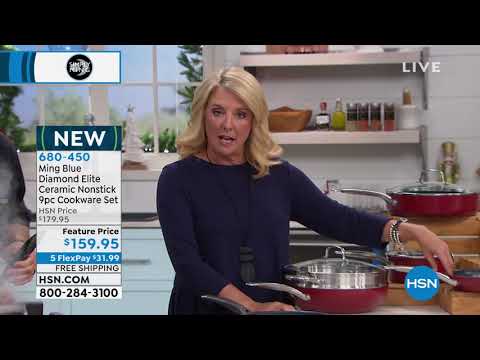 Ming Blue Diamond Elite Ceramic Nonstick 9pc Cookware Set