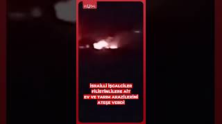 İsrailli işgalciler Batı Şeria'da Filistinlilere ait ev ve tarım arazilerini ate