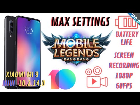 Mobile legends on Xiaomi Mi 9, Max settings and screen recording, latest MIUI 10.2.14.0