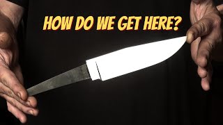 Making a Ladder Pattern Damascus Bowie knife