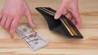 Горизонтальне портмоне в гладкій шкірі без застібки Grande Pelle 11311 чорне