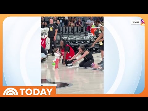 Baby Takes First Steps During Crawl Race at WNBA Game