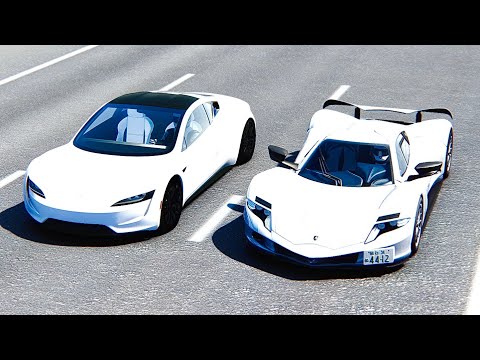 Thumbnail for Aspark Owl vs Tesla Roadster at 20 KM Drag Race by Aspark