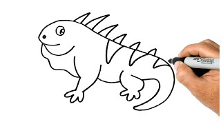 HOW TO DRAW AN IGUANA EASY STEP BY STEP