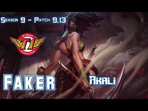 SKT T1 Faker AKALI vs TALIYAH Mid - Patch 9.13 KR Ranked
