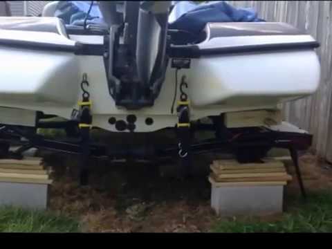 Lifting bass boat to change trailer bunks
