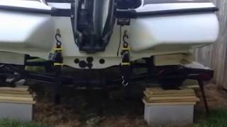 Lifting bass boat to change trailer bunks