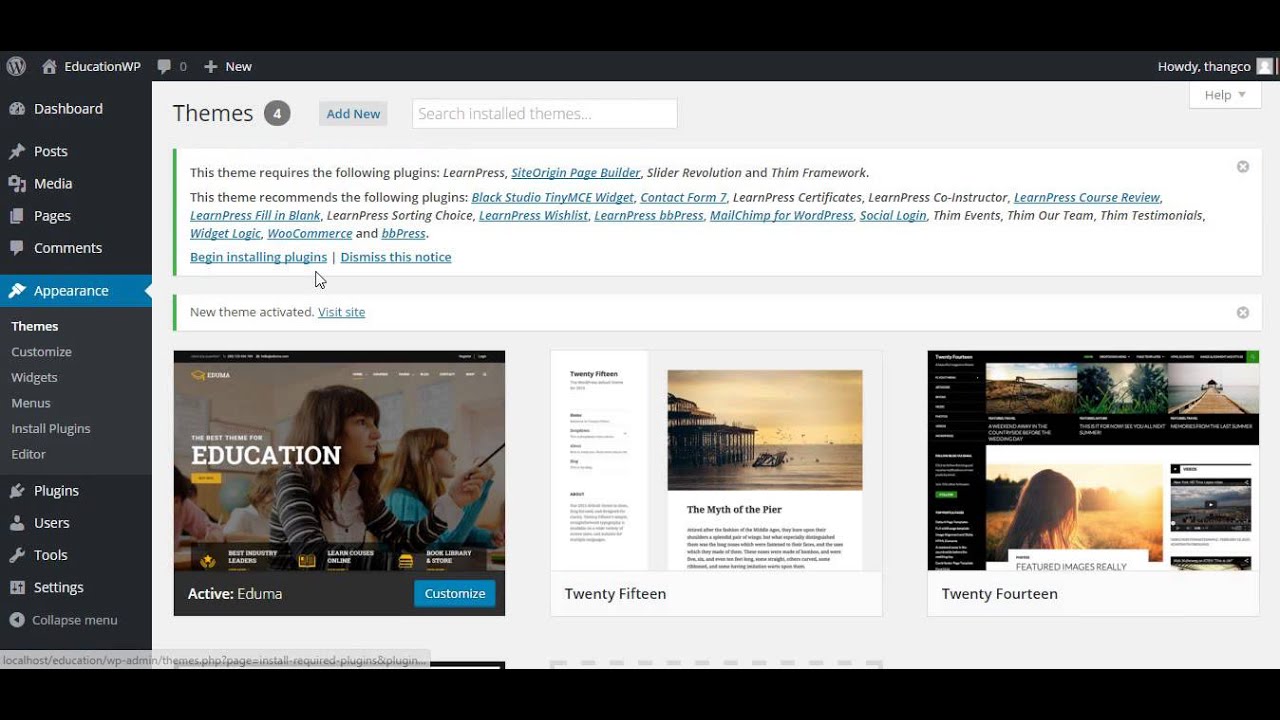 Education WordPress theme - Education WP - Install Theme