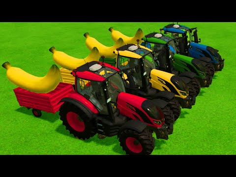 TRANSPORT GIANT COLORED BANANAS WITH CLAAS TRACTORS - Farming Simulator 22