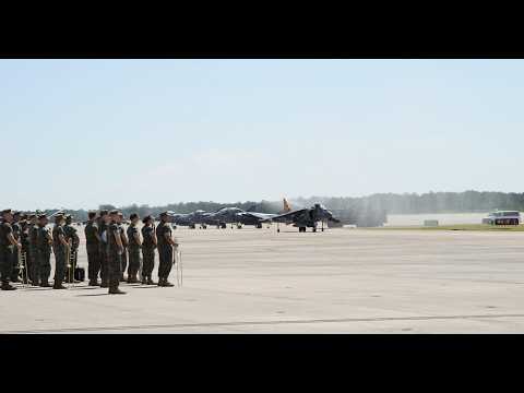 Sundown Ceremony for the AV-8B Harrier II with Marines of (VMA) 223