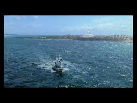 4K Drone footage - Mexico  Riviera Maya Diving Boat Playa del Carmen