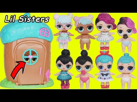 LOL Surprise Dolls find Lil Sisters in Lil Woodzeez House