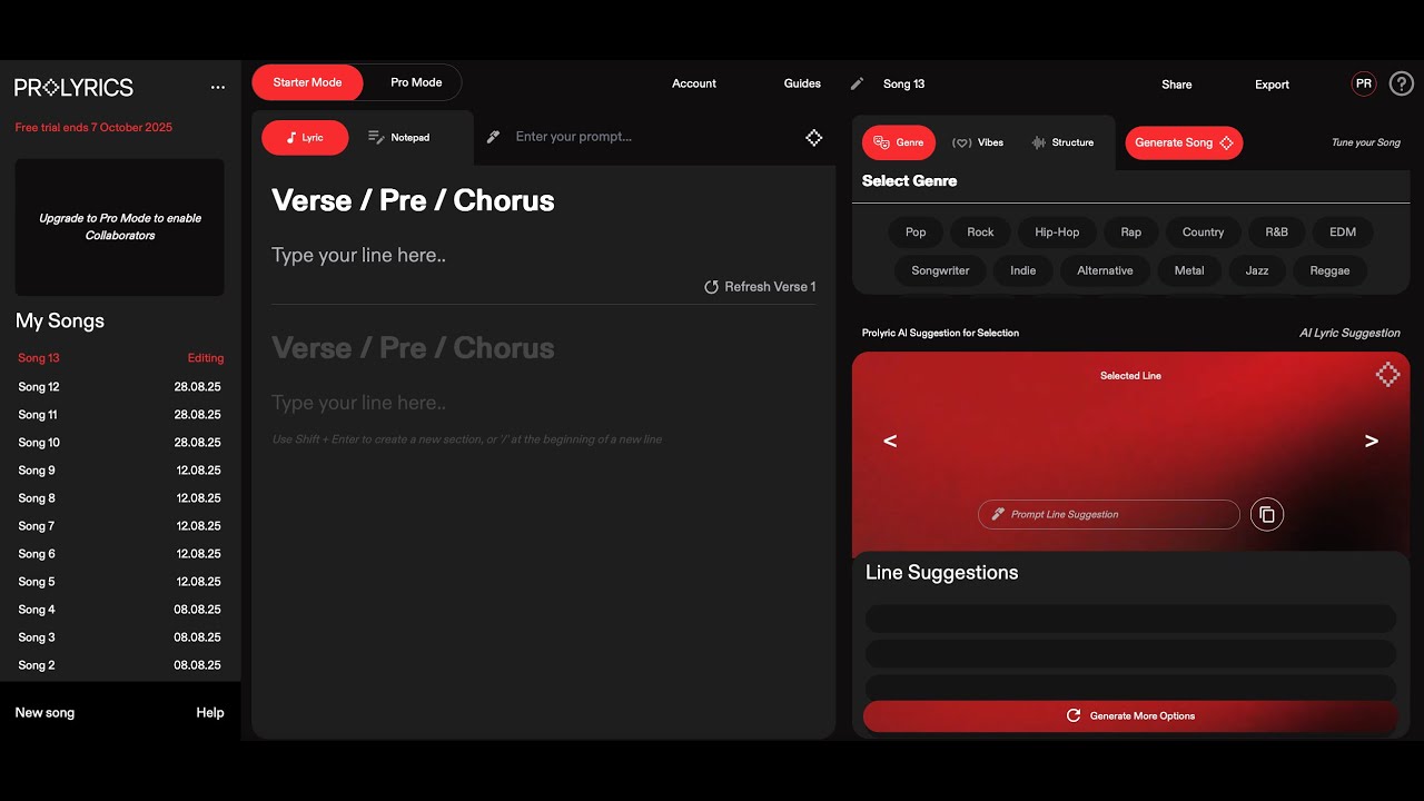 Pro Lyrics - Starter Mode - Tutorial