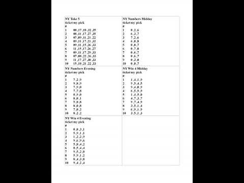 NY(New York) lottery Take 5 , Numbers, Win 4 picks on 05/15/2019