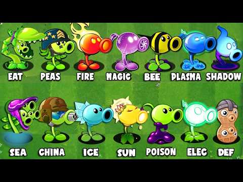 Random 24 NEW & OLD Pea Plants Vs All Zombies - Who Will Win? - Pvz 2 Plant vs Plant