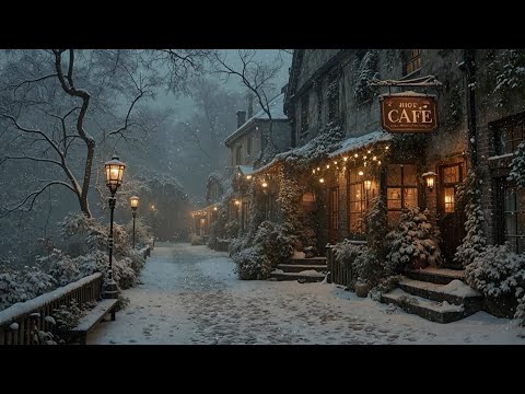 Dark Academia Winter Café ☕ Snowy Street Ambience for Cozy Study, Reading & Deep Focus Music