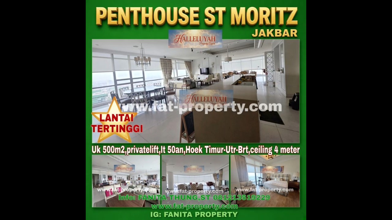 Penthouse Super Keren! Wow View Super Keren View 180Deg! Dijual Penthouse Fully Furnished Apartment St Moritz di Lantai Tertinggi.