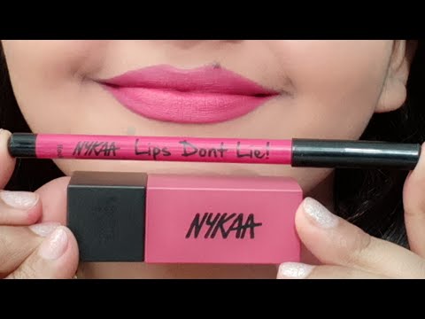 Nykaa ultra matte lipstick vs nykaa line and fill lipliner review | shade 05 | pink lipstick | Video