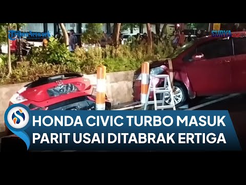 KRONOLOGI Honda Civic Turbo Ditabrak Suzuki Ertiga Hingga Tercebur Parit 2 Meter di Surabaya