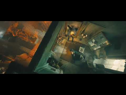 John Wick Chapter 4 (2023) - top-down flaming shotgun dragon's breath action scene