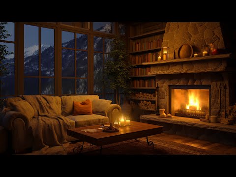 Cozy Cabin Ambience with Gentle Night Rain 💧 Rain & Fireplace Sounds for Relax, Study & Work 📕