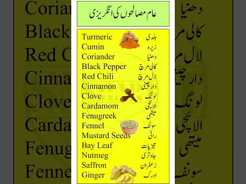 Top 15 Common Spices for Cooking with Urdu Meaning | Kitchen Spices Vocabulary | Smart Study Zone