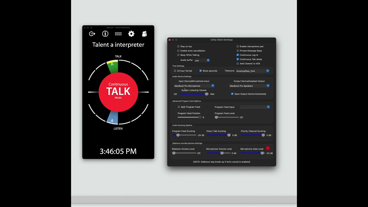 unity intercom client setup