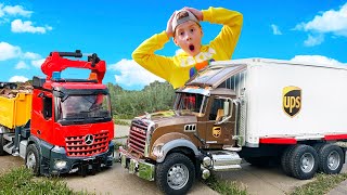 Cars Toy JCB Tractor, Garbage Truck, Excavator, Police, Ambulance - Funny Car Stories