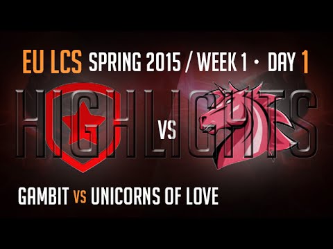 Gambit Gaming vs Unicorns of Love (Highlights) | S5 EU LCS Spring 2015 Week 1 Day 1 GMB vs UOL 60FPS