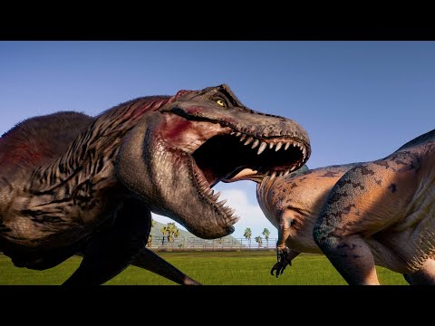 2x TYRANNOSAURUS REX vs 2x ACROCANTHOSAURUS - Jurassic World Evolution 2
